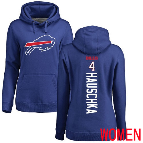 NFL Women Buffalo Bills #4 Stephen Hauschka Royal Blue Backer Pullover Hoodie Sweatshirt